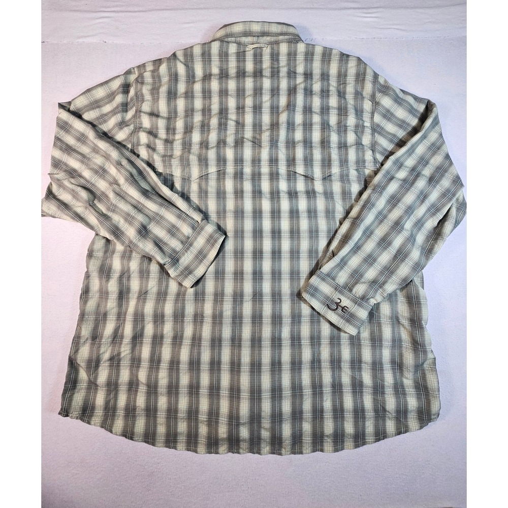 Simms Fishing Products Mens 3XL Plaid Long Sleeve Snap Button Fishing Shirt Grey - Picture 10 of 11